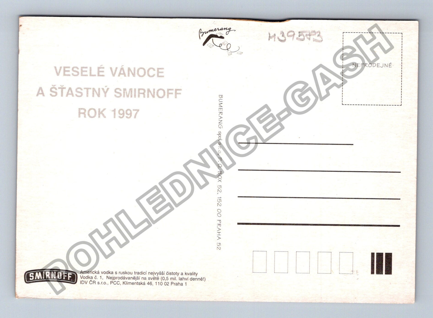 Pohlednice Vánoce Smirnoff reklama 1997 (M39583)