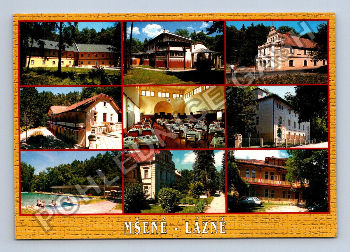 Pohlednice Mšené Lázně koláž motivů 2002 (M39588)