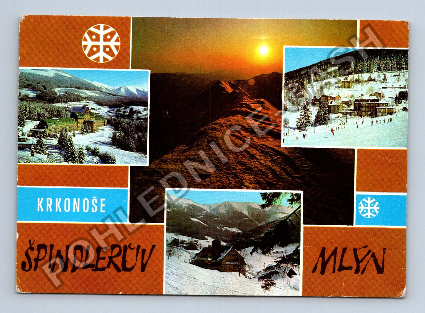 Pohlednice Krkonoše Špindlerův Mlýn koláž motivů 1976 (M39591)