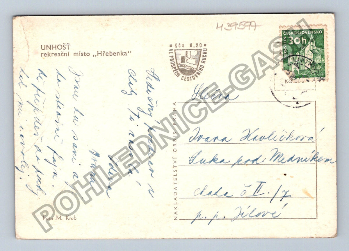 Pohlednice Unhošť rekreační místo Hřebenka (M39597)