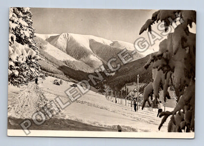 Pohlednice Krkonoše Sv Petr zimní krajina lyžaři (M39604)