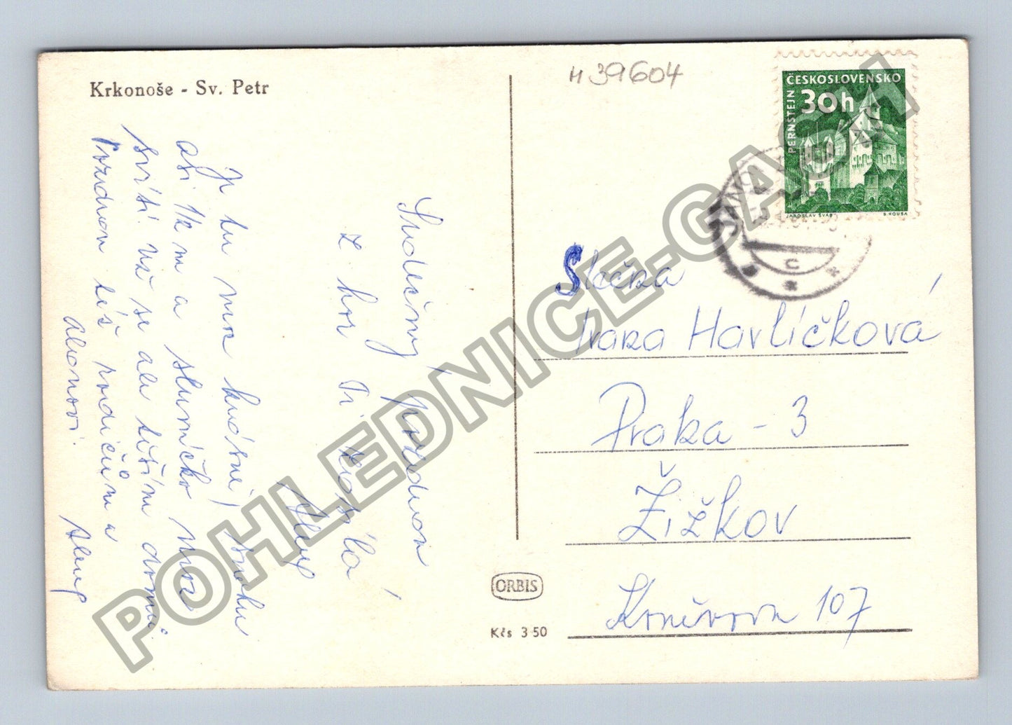 Pohlednice Krkonoše Sv Petr zimní krajina lyžaři (M39604)