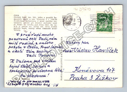 Pohlednice Cheb hrad a město 1938 (M39610)