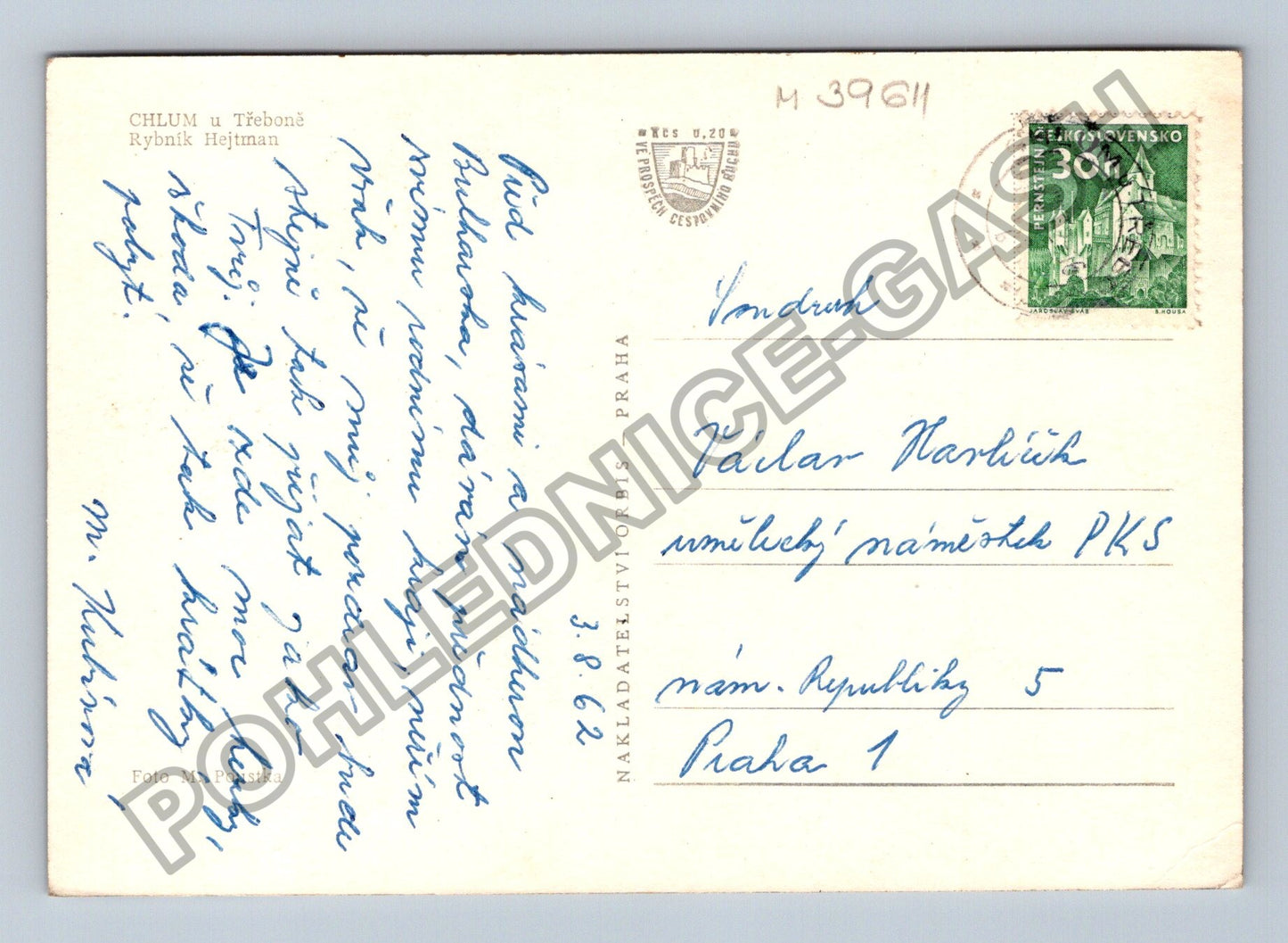 Pohlednice Chlum u Třeboně Rybník Hejtman 1962 (M39611)