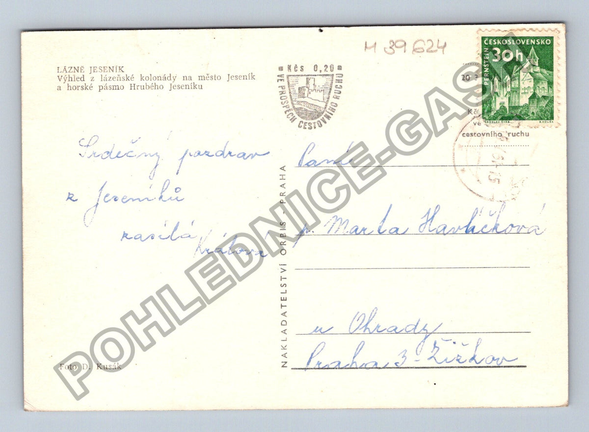 Pohlednice Lázně Jeseník výhled na město Hrubý Jeseník (M39624)