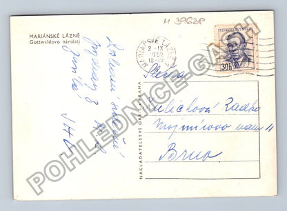 Pohlednice Mariánské Lázně Gottwaldovo náměstí 1958 (M39628)
