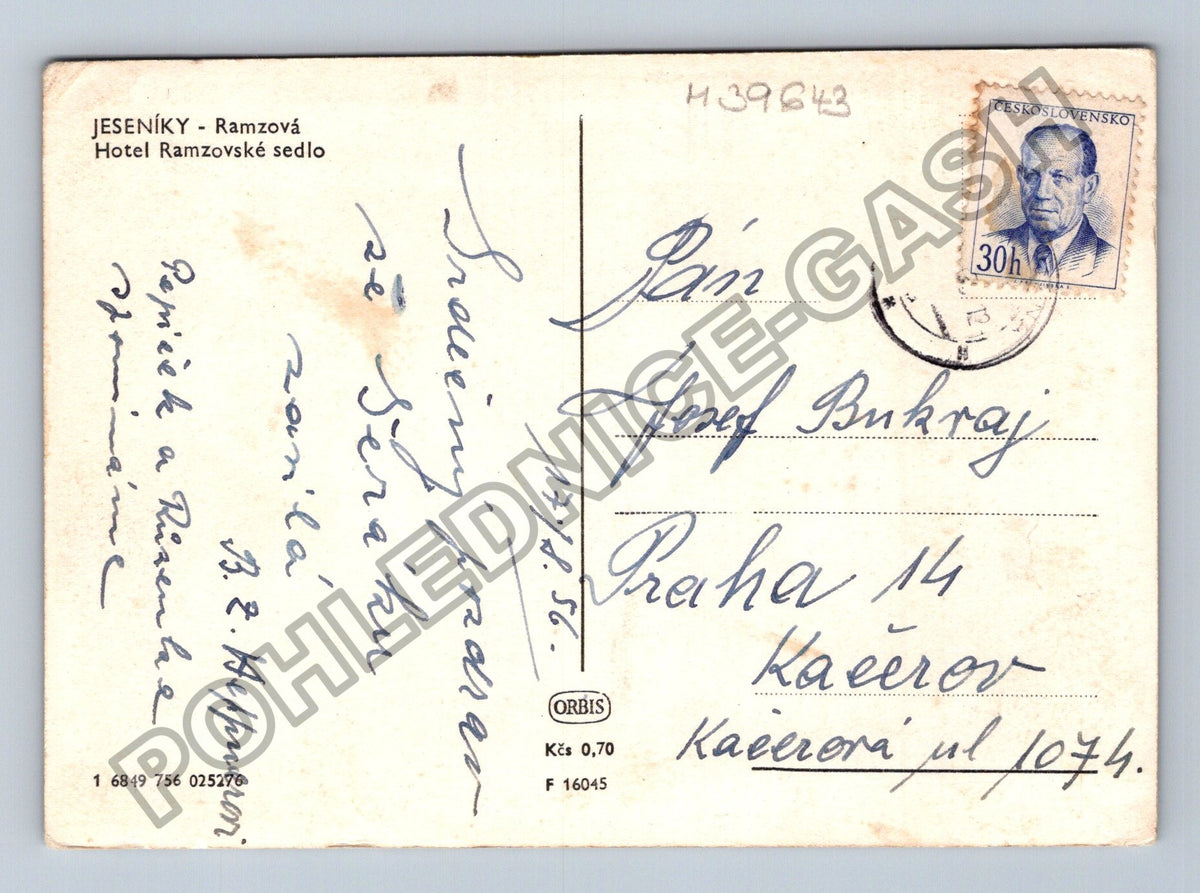 Pohlednice Jeseníky Ramzová Hotel Ramzovské sedlo 1952 (M39643)