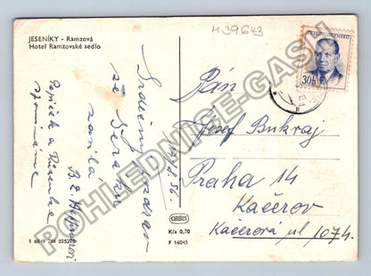 Pohlednice Jeseníky Ramzová Hotel Ramzovské sedlo 1952 (M39643)
