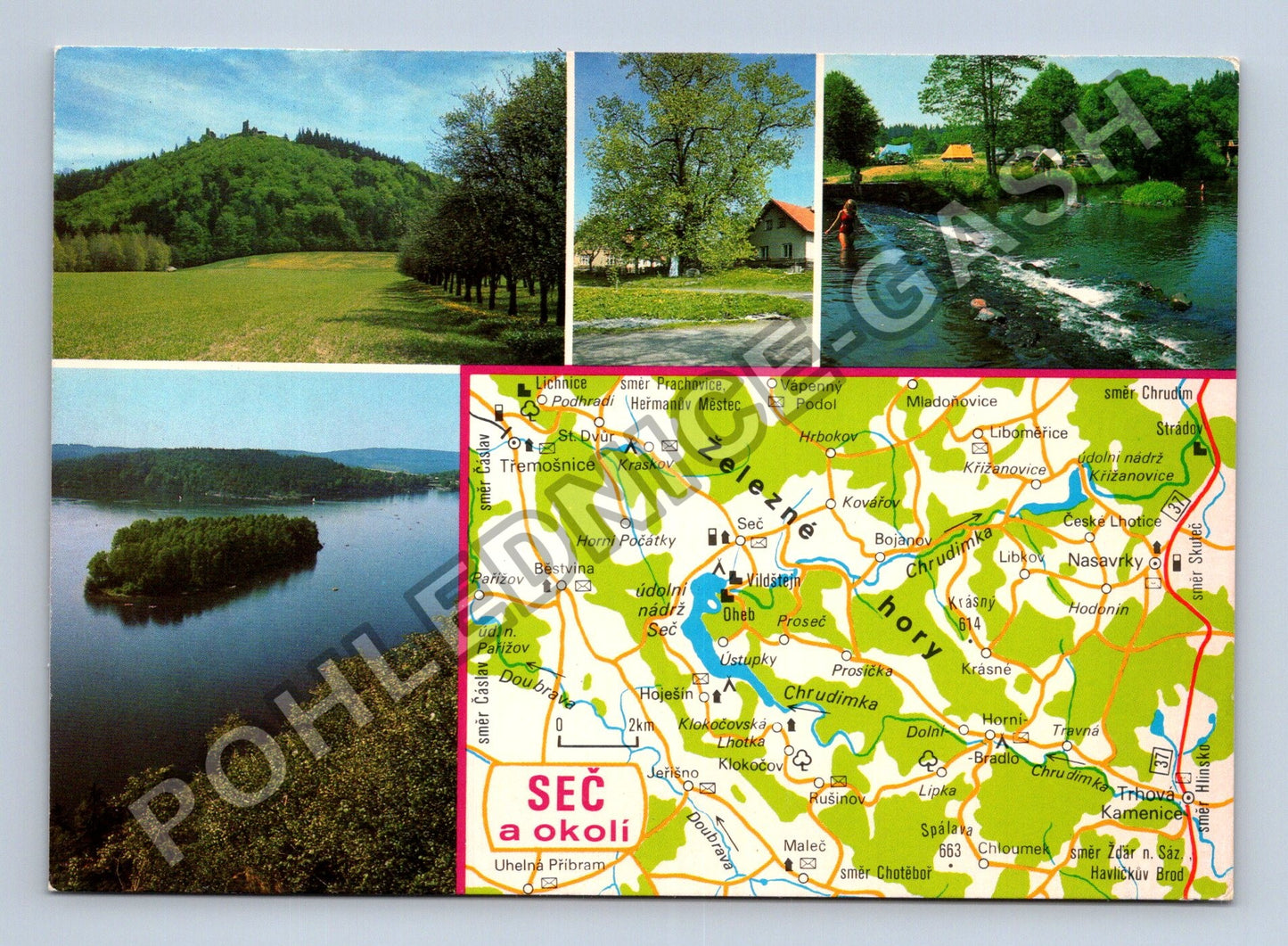 Pohlednice Seč a okolí koláž motivů hrad Lichnice (M39646)