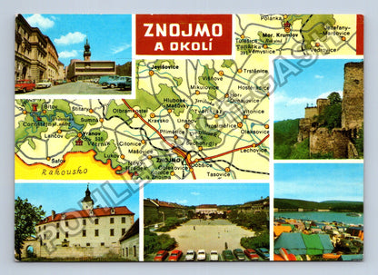 Pohlednice Znojmo a okolí mapa hrad Cornštejn Vranov 1982 (M39648)
