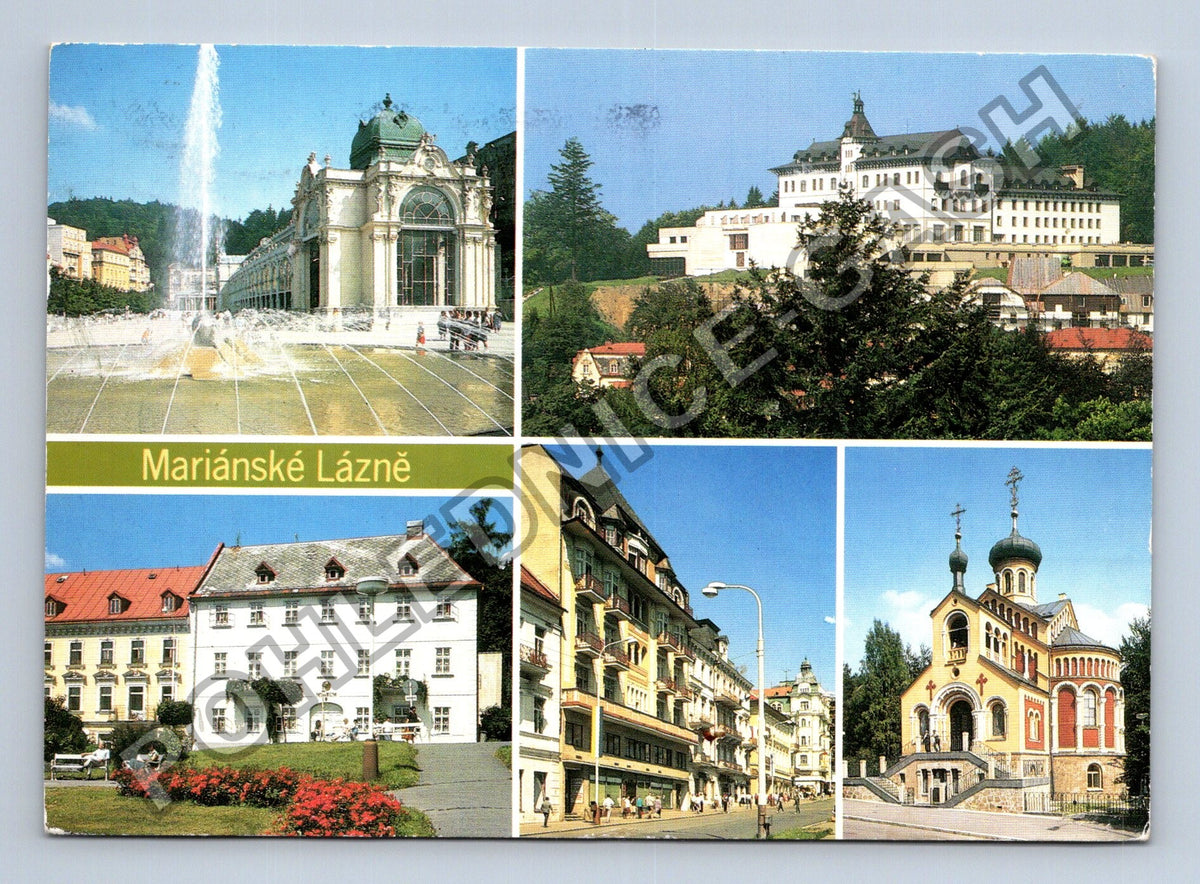 Pohlednice Mariánské Lázně Kolonáda hotely kostel (M39652)