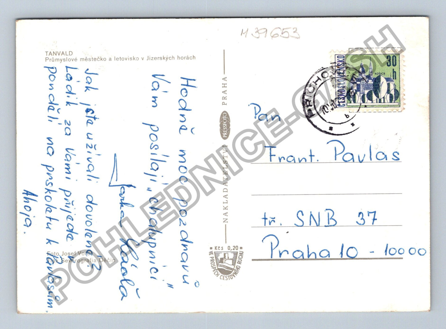 Pohlednice Tanvald koláž motivů město hora auto (M39653)