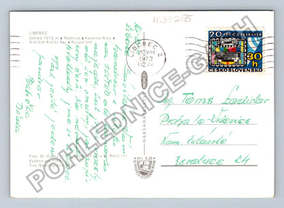 Pohlednice Liberec Ještěd radnice koupaliště 1973 (M39655)