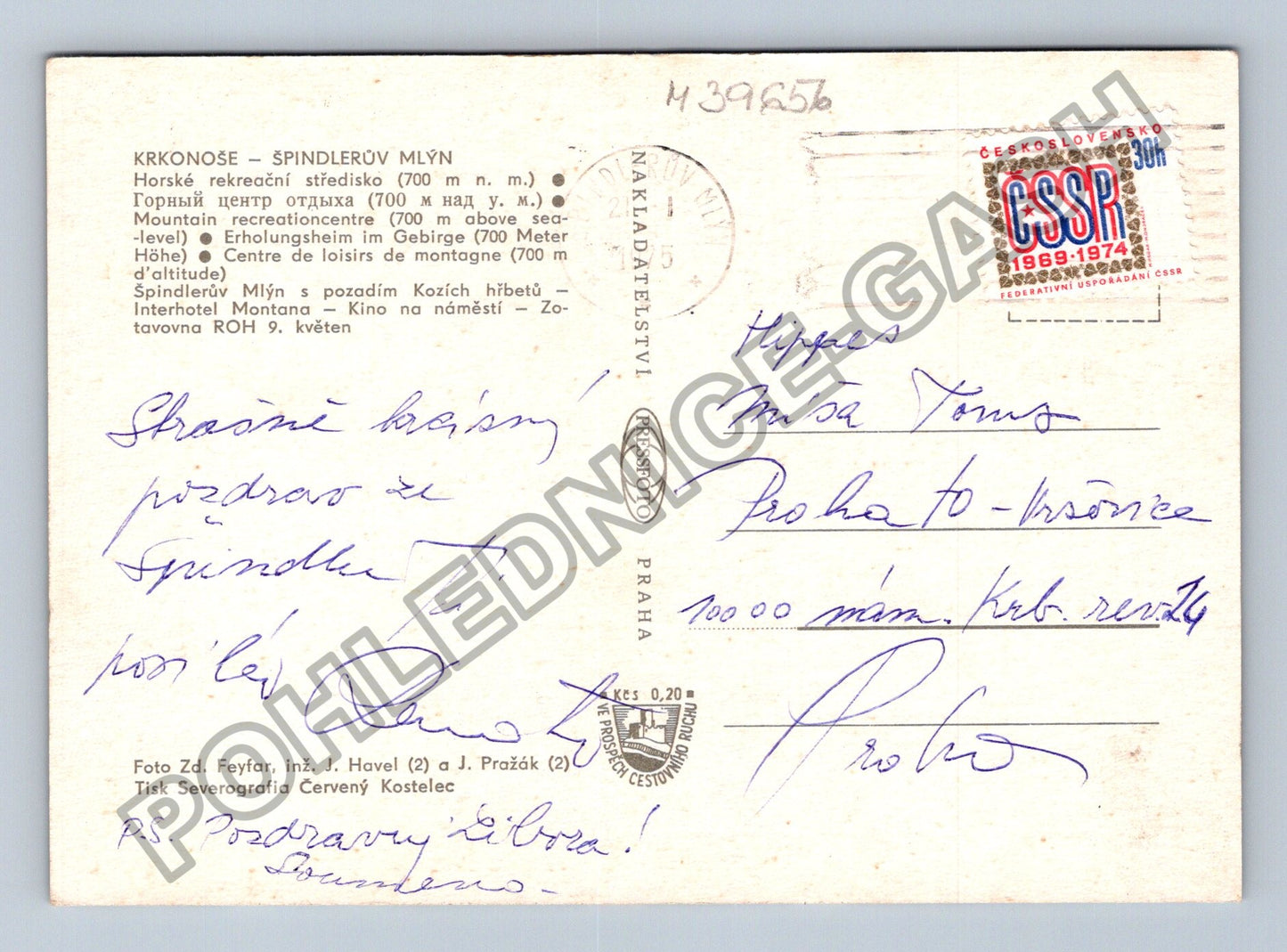 Pohlednice Krkonoše Špindlerův Mlýn Krakonoš zima (M39656)