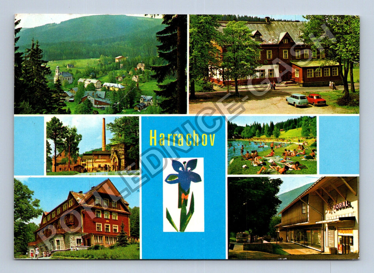 Pohlednice Harrachov koláž motivů (M39657)