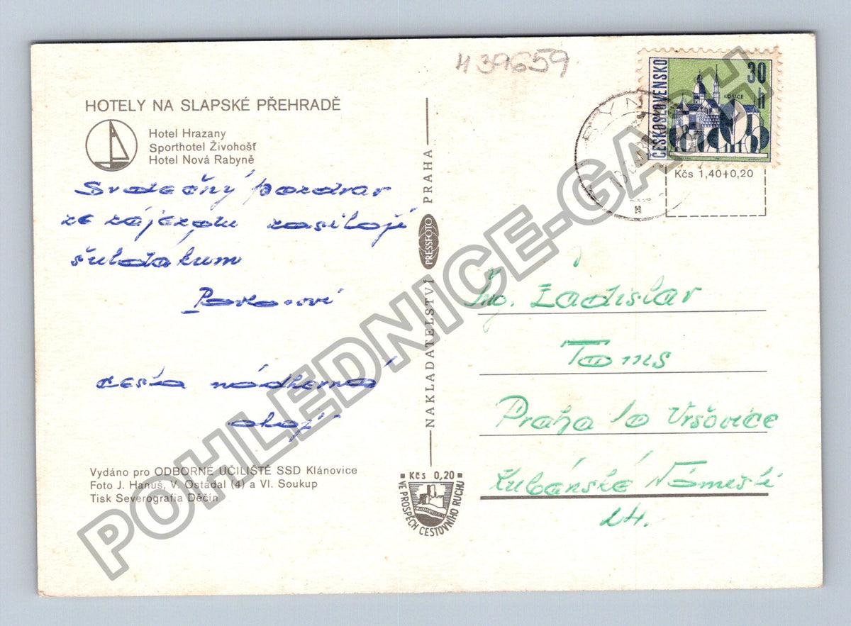 Pohlednice Slapská přehrada hotely koupání vodní sporty (M39659)