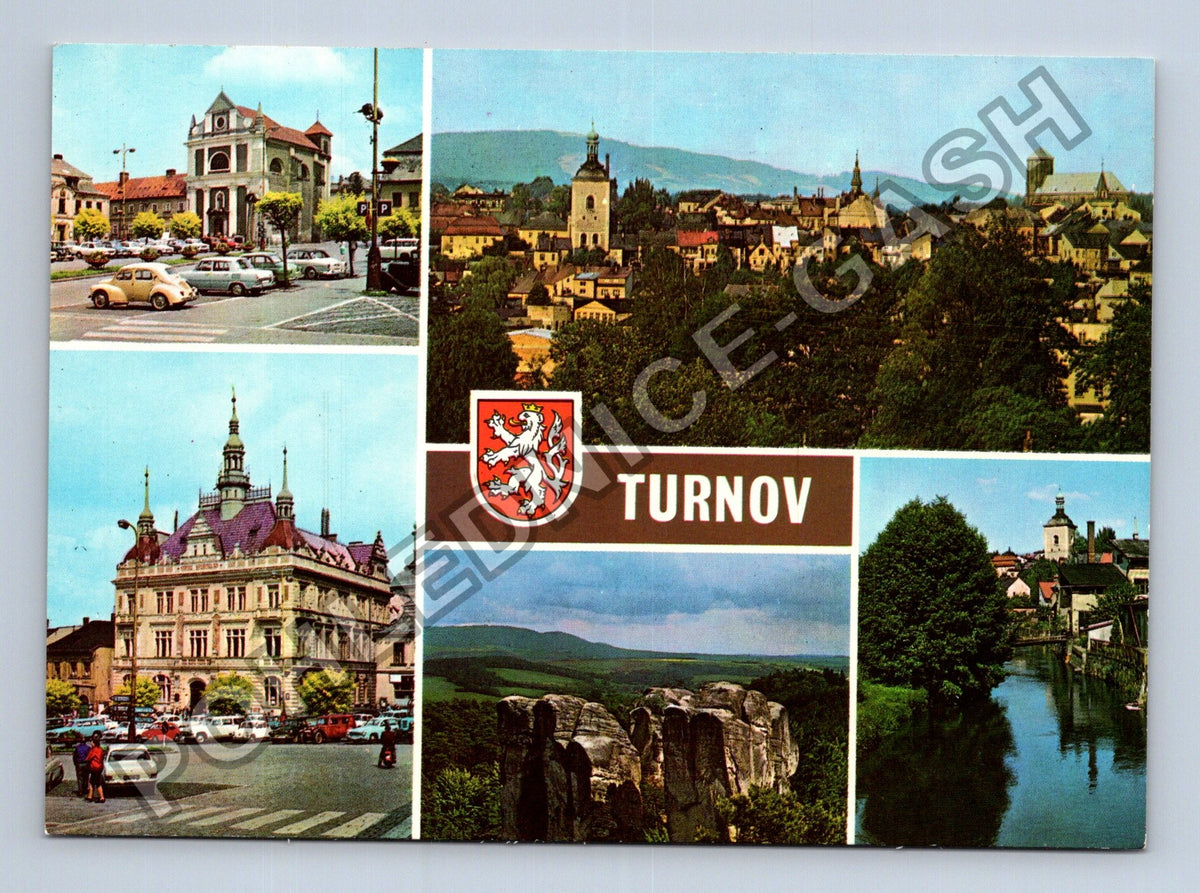 Pohlednice Turnov náměstí kostel skalní město (M39661)