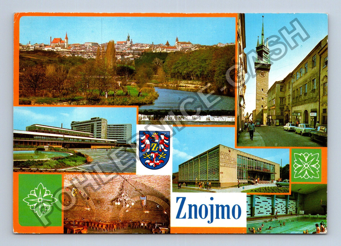 Pohlednice Znojmo celkový pohled nemocnice radniční věž (M39666)