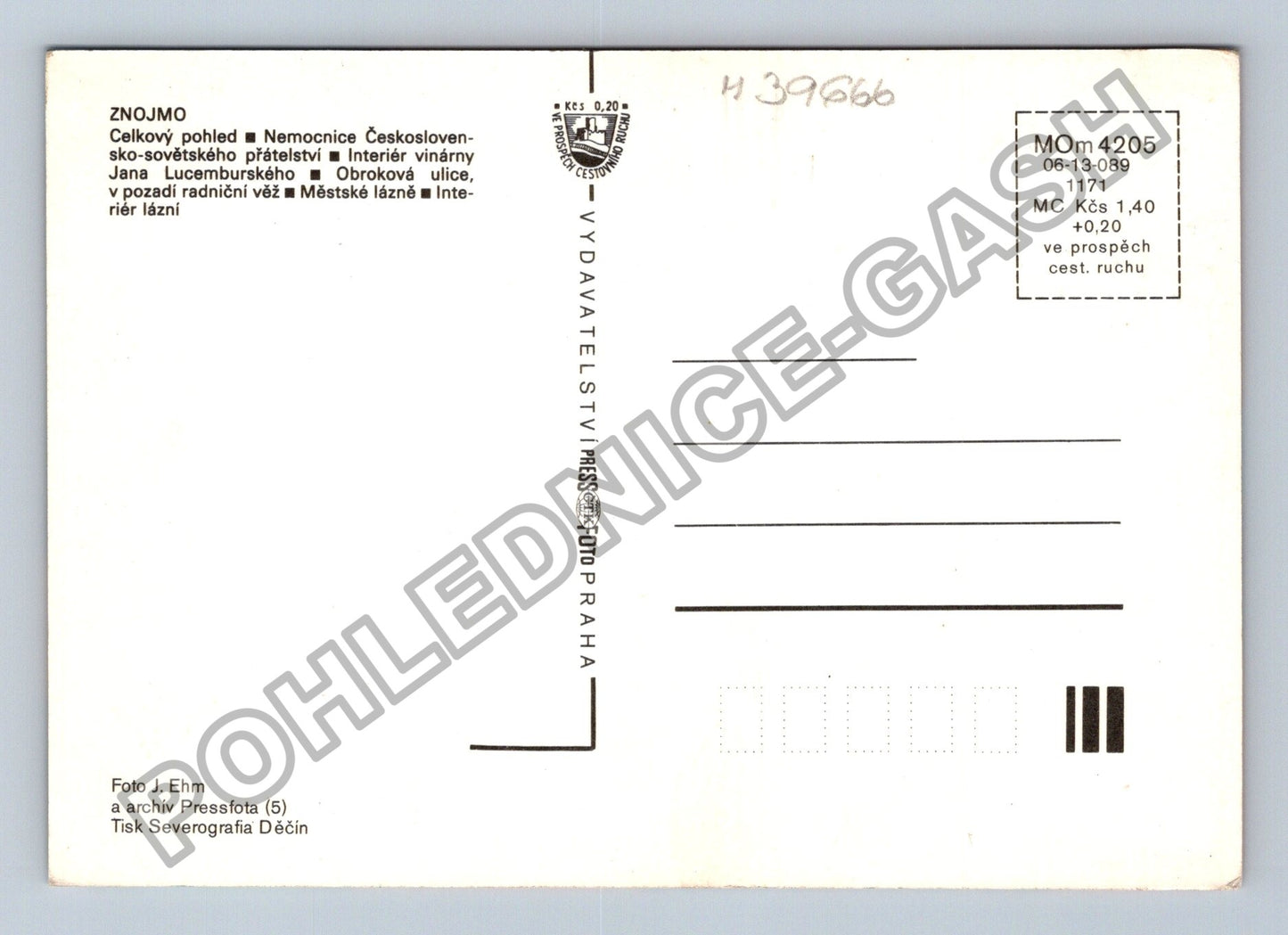Pohlednice Znojmo celkový pohled nemocnice radniční věž (M39666)