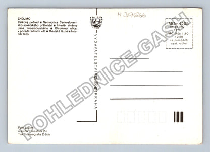Pohlednice Znojmo celkový pohled nemocnice radniční věž (M39666)