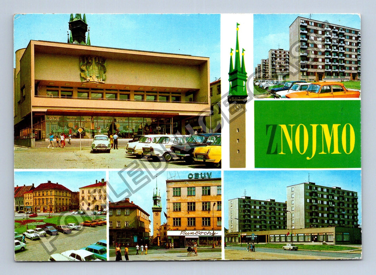 Pohlednice Znojmo koláž náměstí radniční věž sídliště 1995 (M39667)