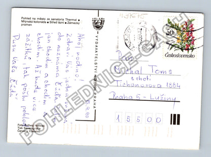 Pohlednice Karlovy Vary Mlynská kolonáda bazén Zámecký pramen (M39675)