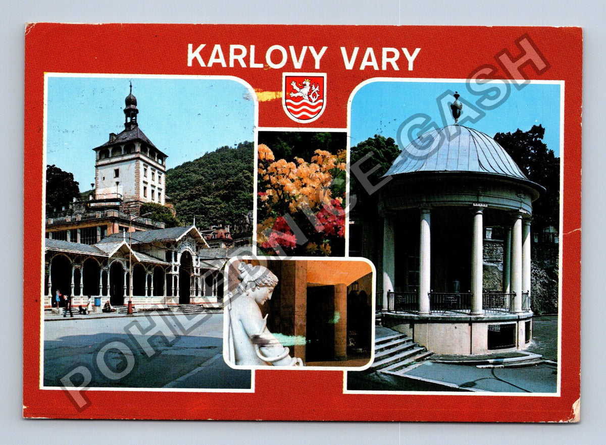 Pohlednice Karlovy Vary Tržní kolonáda Zámecký pramen 1982 (M39678)