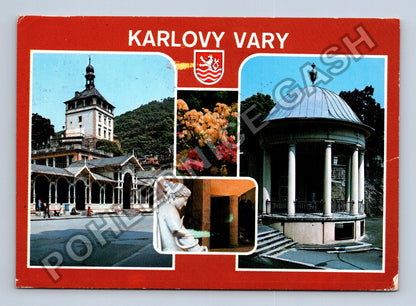 Pohlednice Karlovy Vary Tržní kolonáda Zámecký pramen 1982 (M39678)