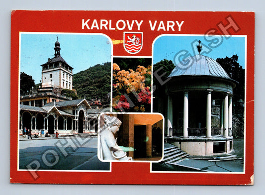 Pohlednice Karlovy Vary Tržní kolonáda Zámecký pramen 1982 (M39678)