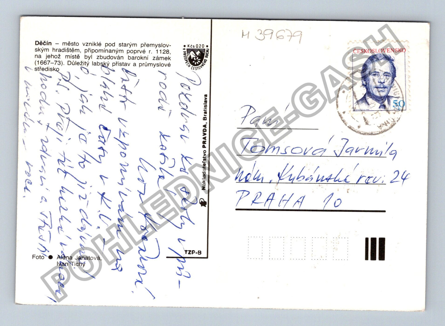 Pohlednice Děčín koláž paneláky Labe zámek růže (M39679)