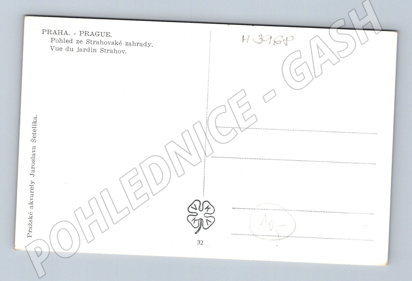 Pohlednice Praha Hrad ze Strahova akvarel Šetelík (M3968)