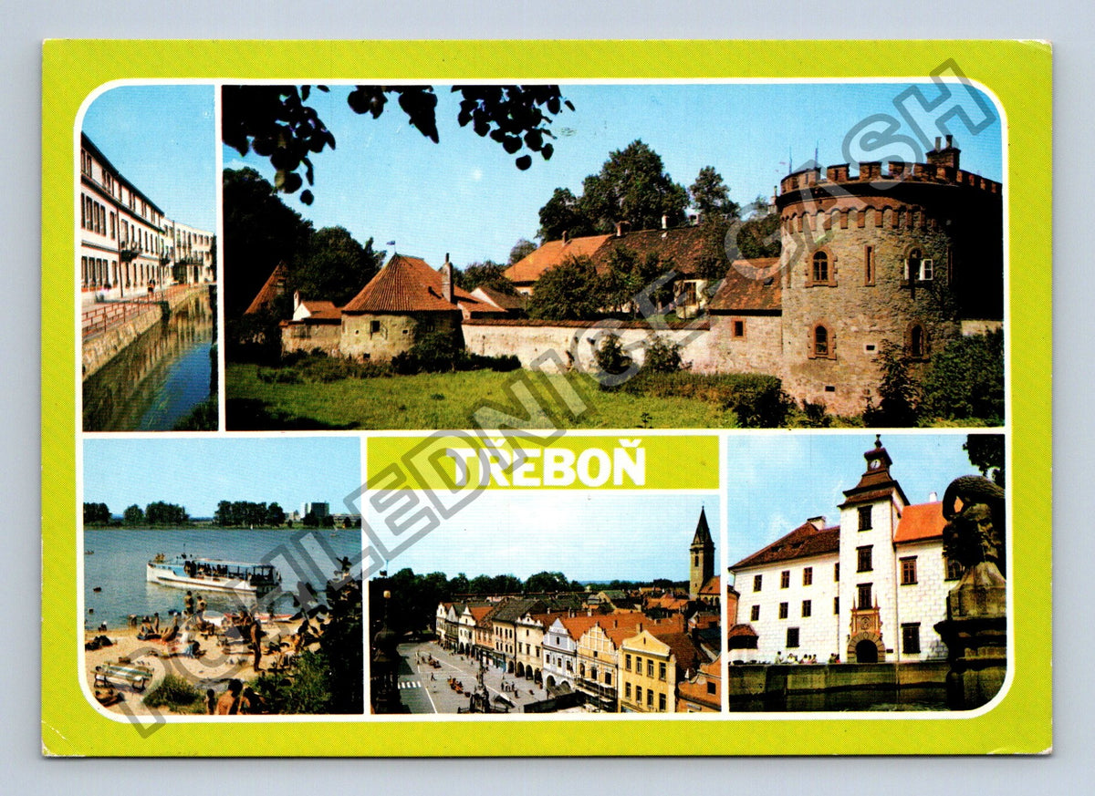 Pohlednice Třeboň hrad náměstí rybník (M39682)