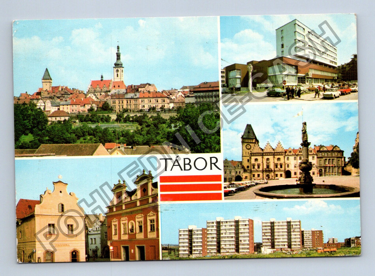 Pohlednice Tábor celkový pohled hotel Palcát Žižkovo náměstí (M39684)