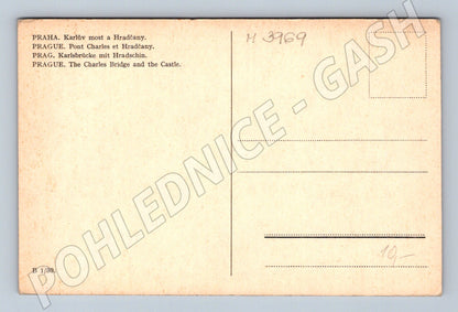 Pohlednice Praha Karlův most a Hradčany historický (M3969)