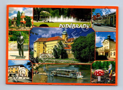 Pohlednice Poděbrady zámek socha kolonáda loď (M39694)