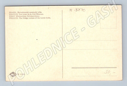Pohlednice Praha mostecké věže a Pražský hrad (M3970)