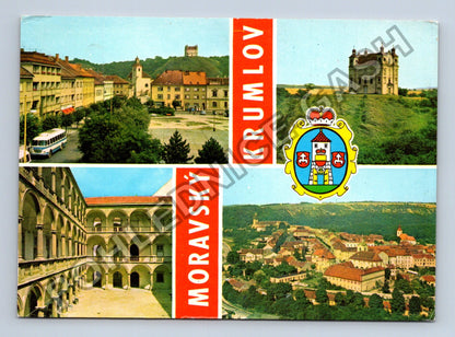 Pohlednice Moravský Krumlov náměstí zámek pohled na město (M39702)