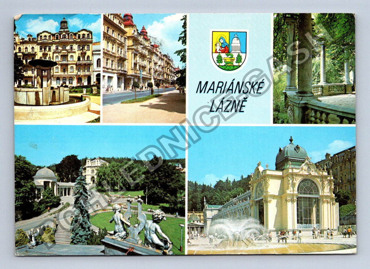 Pohlednice Mariánské Lázně koláž motivů 1987 (M39708)