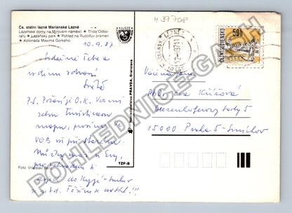Pohlednice Mariánské Lázně koláž motivů 1987 (M39708)