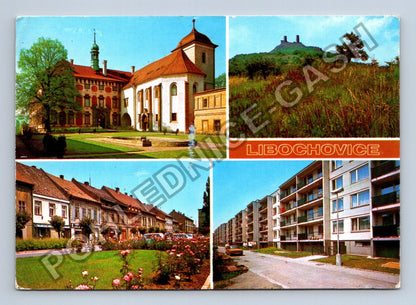 Pohlednice Libochovice zámek hrad Hazmburk ulice sídliště (M39709)