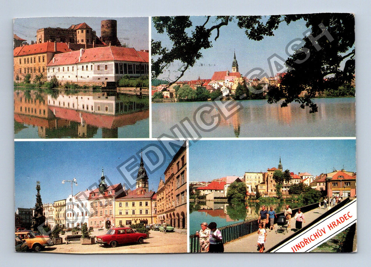 Pohlednice Jindřichův Hradec zámek náměstí řeka 1992 (M39714)