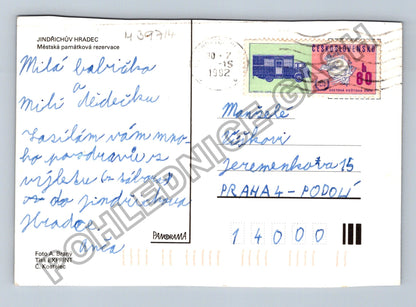 Pohlednice Jindřichův Hradec zámek náměstí řeka 1992 (M39714)