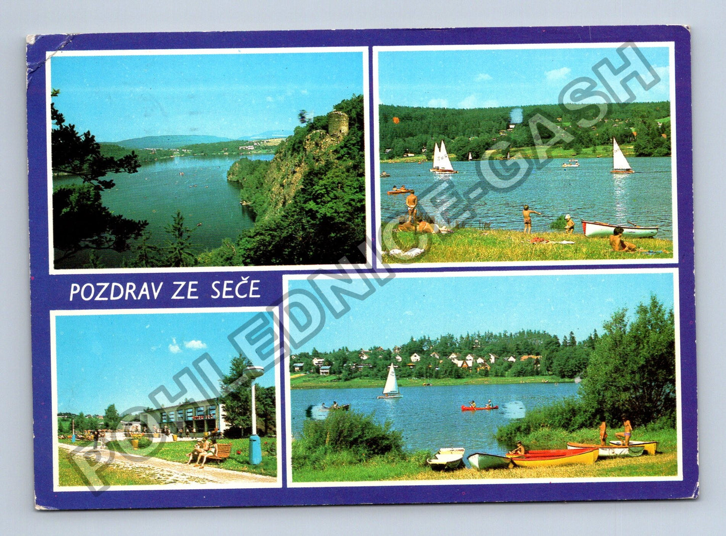 Pohlednice Seč přehrada hrad Vildštejn lodě 1980 (M39722)