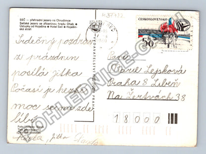 Pohlednice Seč přehrada hrad Vildštejn lodě 1980 (M39722)
