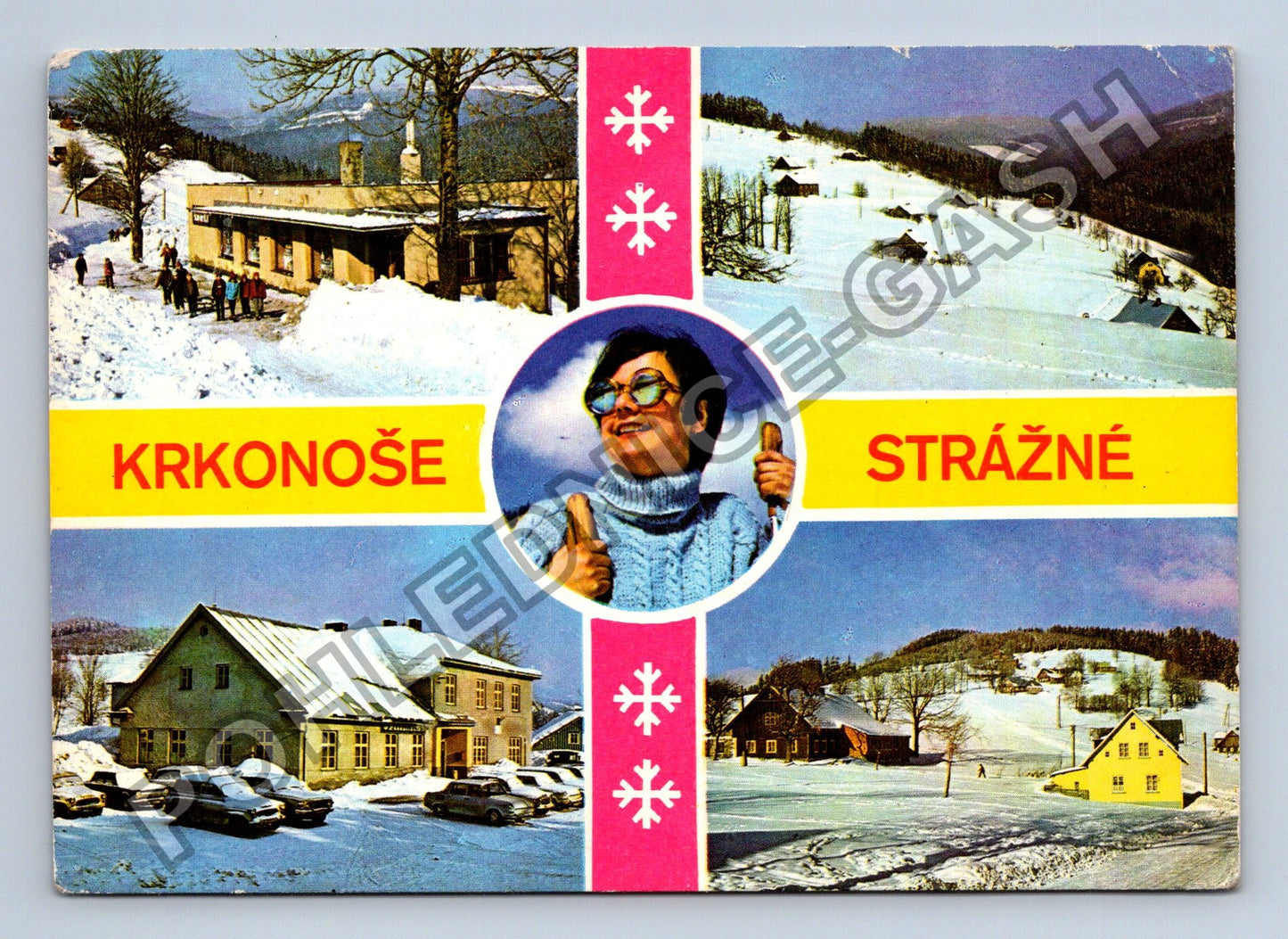Pohlednice Krkonoše Strážné koláž zimních motivů (M39723)