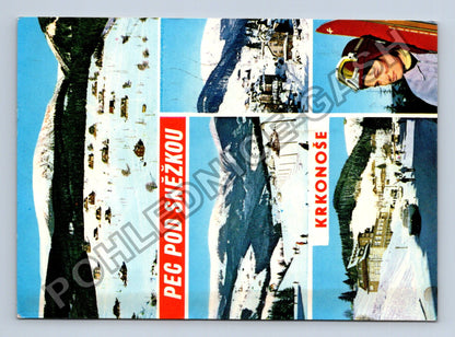 Pohlednice Pec pod Sněžkou Krkonoše lyžování koláž (M39728)
