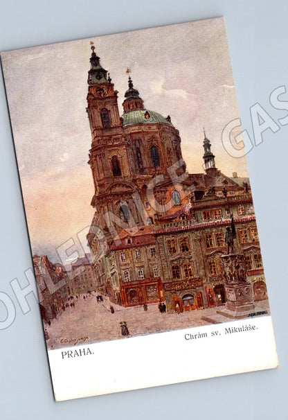 Pohlednice Praha Chrám sv Mikuláše umělecký motiv 1907 (M3973)