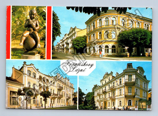 Pohlednice Františkovy Lázně lázeňské domy socha (M39730)