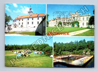 Pohlednice Jevišovice zámek kemp koupaliště 1992 (M39732)