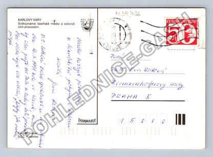 Pohlednice Karlovy Vary jelen hotel kolonáda (M39736)